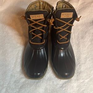 Sperry  quilted Black and Tan saltwater duck boots